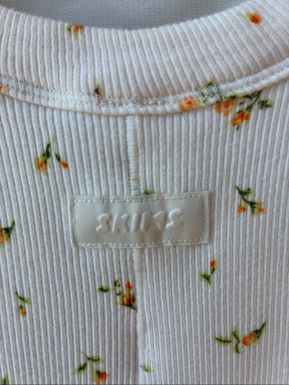 Skims Cream Yellow Floral Ribbed Tank Romper Onesie, Large - Picture 5 of 5
